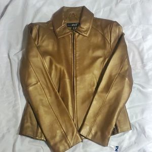 Bernardo Bronze Metallic Leather Jacket Large